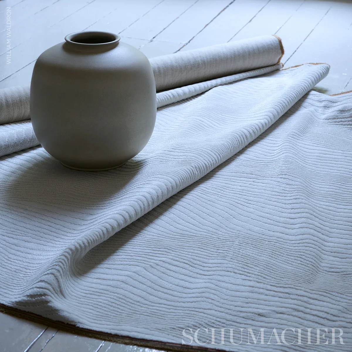 GUNTA CUT VELVET fabric IVORY color by Schumacher