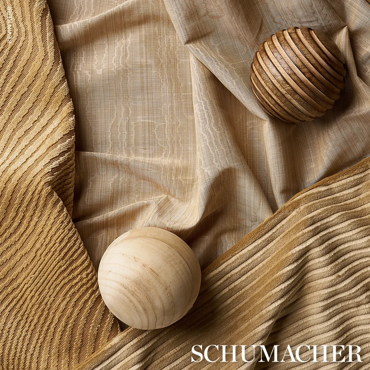 GUNTA CUT VELVET fabric SOFT GOLD color by Schumacher