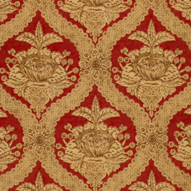 HADDON HALL DAMASK fabric VENETIAN RED color by Schumacher