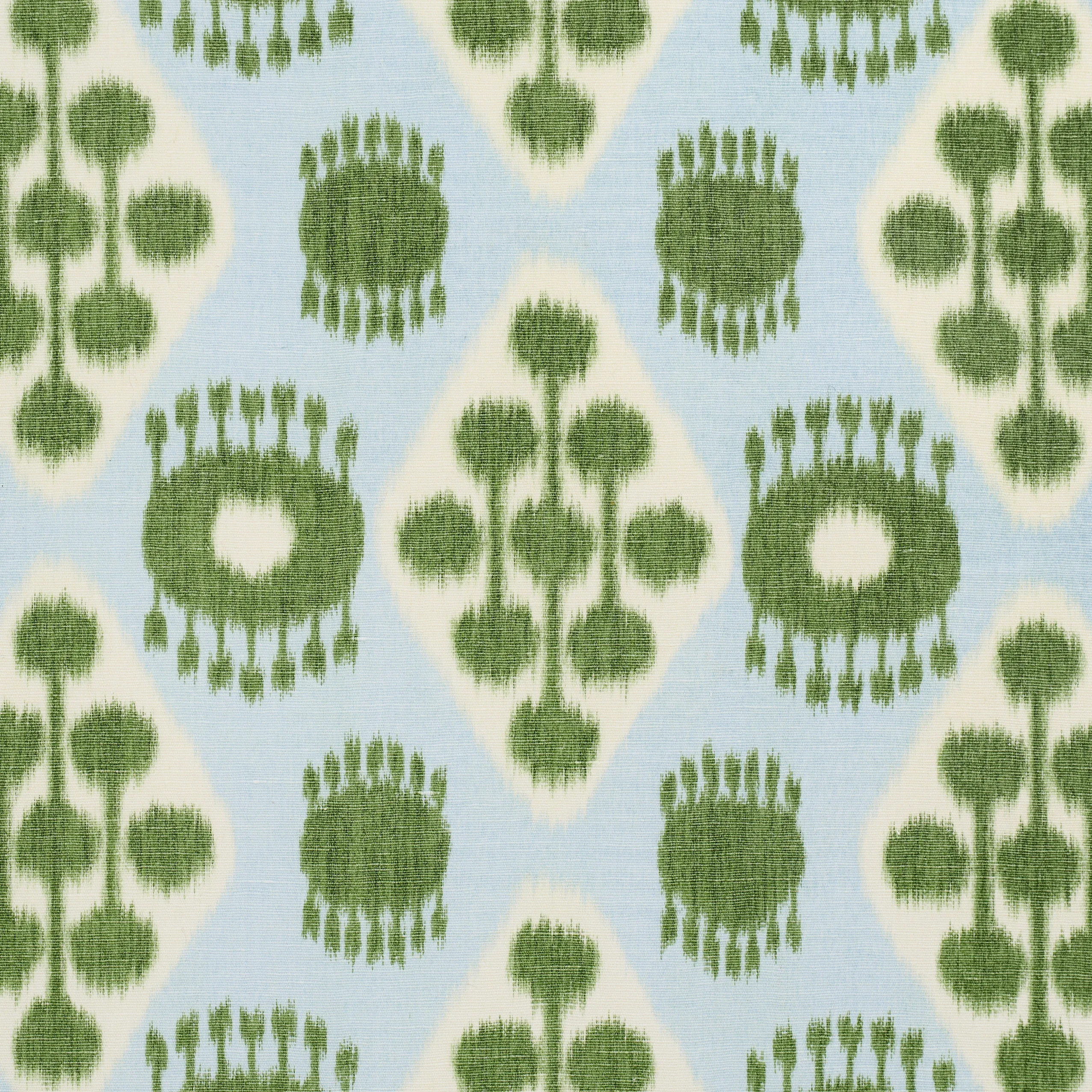 HAMILTON IKAT Fabric – BLUE AND LEAF | Schumacher | Wallpape HAMILTON IKAT fabric BLUE AND LEAF color by Schumacher
