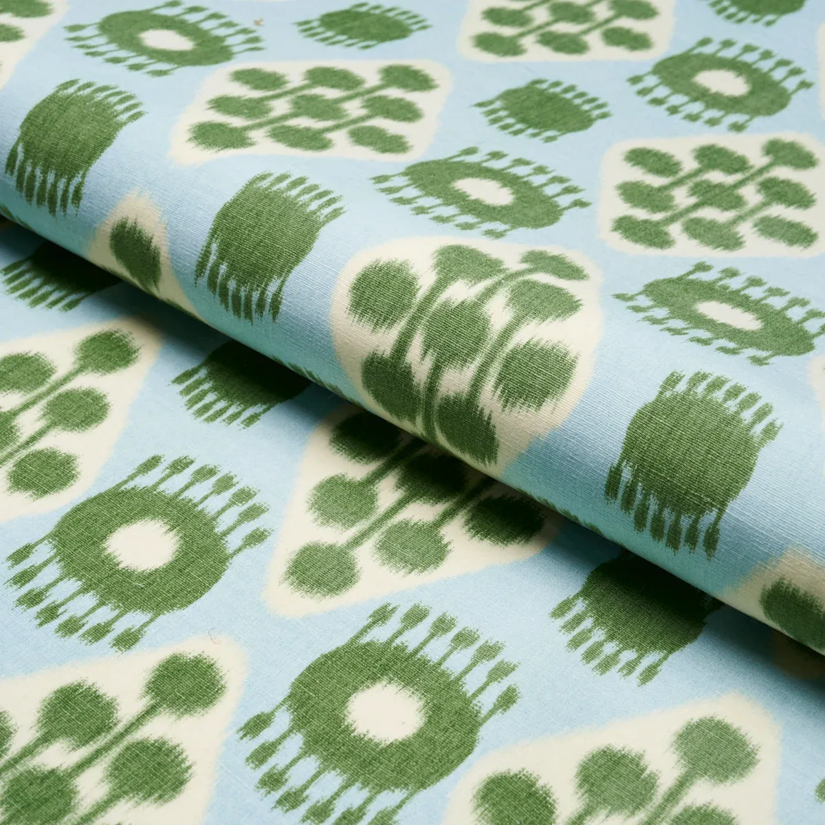 HAMILTON IKAT Fabric – BLUE AND LEAF | Schumacher | Wallpape HAMILTON IKAT fabric BLUE AND LEAF color by Schumacher