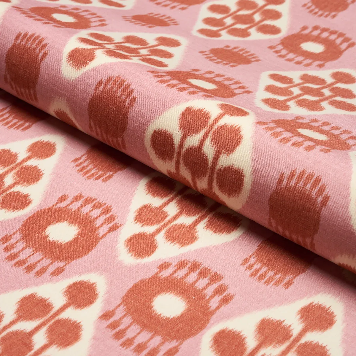 HAMILTON IKAT Fabric – PINK AND TANGERINE | Schumacher | Wal HAMILTON IKAT fabric PINK AND TANGERINE color by Schumacher