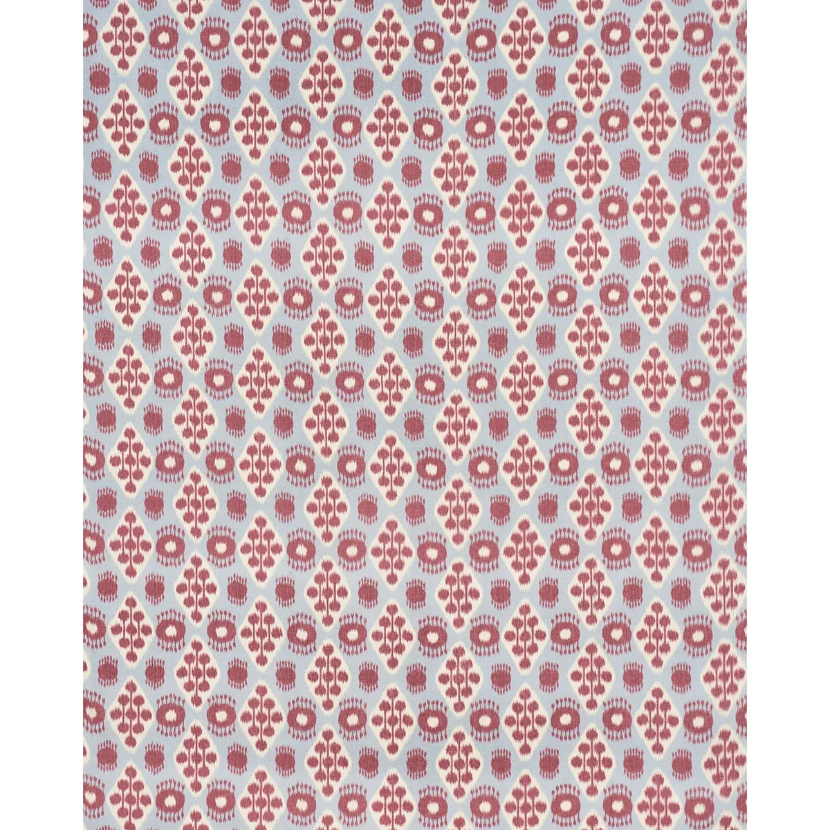 HAMILTON IKAT fabric SKY AND CHERRY color by Schumacher