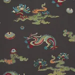 Hanlun Dragon Embroidery Fabric – CHARCOAL | Schumacher | Wa Hanlun Dragon Embroidery fabric CHARCOAL color by Schumacher