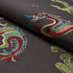 Hanlun Dragon Embroidery Fabric – CHARCOAL | Schumacher | Wa Hanlun Dragon Embroidery fabric CHARCOAL color by Schumacher
