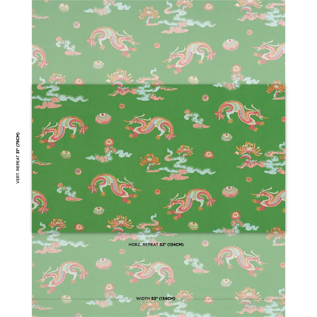 Hanlun Dragon Embroidery Fabric – GREEN | Schumacher | Wallp Hanlun Dragon Embroidery fabric GREEN color by Schumacher