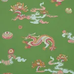 Hanlun Dragon Embroidery Fabric – GREEN | Schumacher | Wallp Hanlun Dragon Embroidery fabric GREEN color by Schumacher