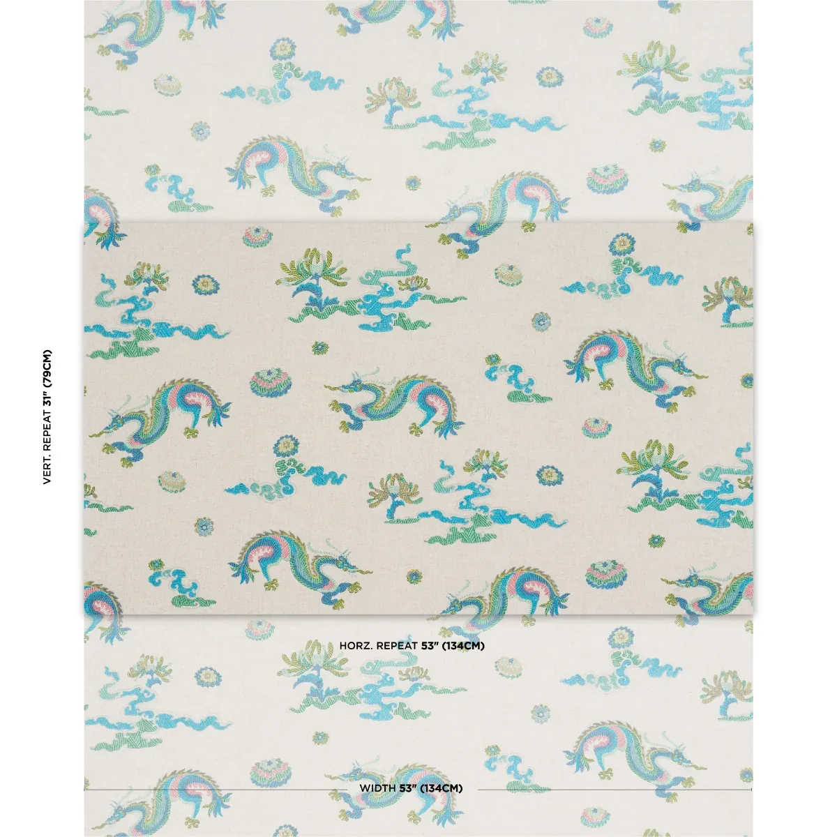 Hanlun Dragon Embroidery Fabric – NATURAL | Schumacher | Wal Hanlun Dragon Embroidery fabric NATURAL color by Schumacher