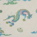 Hanlun Dragon Embroidery Fabric – NATURAL | Schumacher | Wal Hanlun Dragon Embroidery fabric NATURAL color by Schumacher