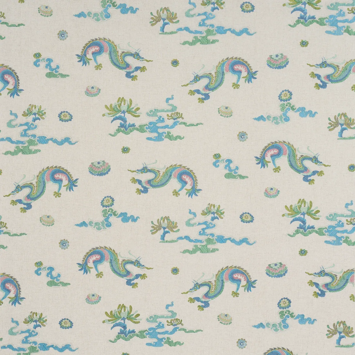 Hanlun Dragon Embroidery fabric NATURAL color by Schumacher