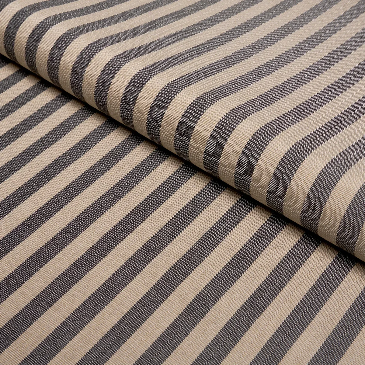 HANSON INDOOR/OUTDOOR STRIPE NARROW fabric CARBON color by Schumacher