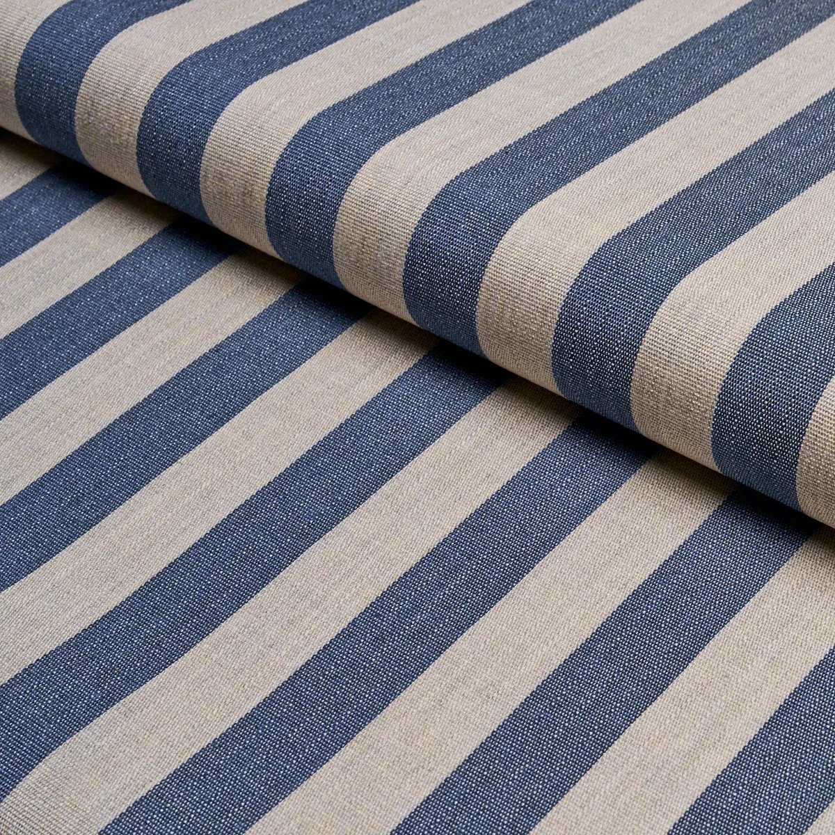 HANSON INDOOR/OUTDOOR STRIPE fabric NAVY color by Schumacher