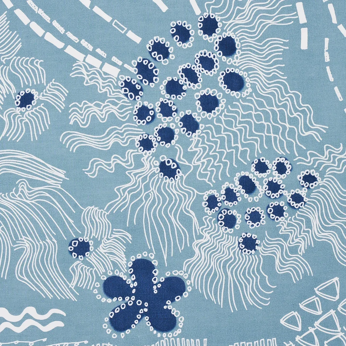 HAVEN Fabric – TEAL AND NAVY | Schumacher | Wallpaper Twins HAVEN fabric TEAL AND NAVY color by Schumacher