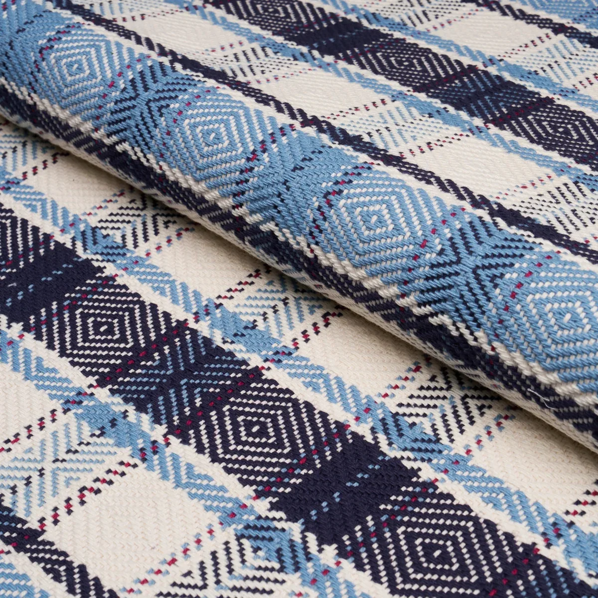 HEIDI PLAID fabric INDIGO color by Schumacher