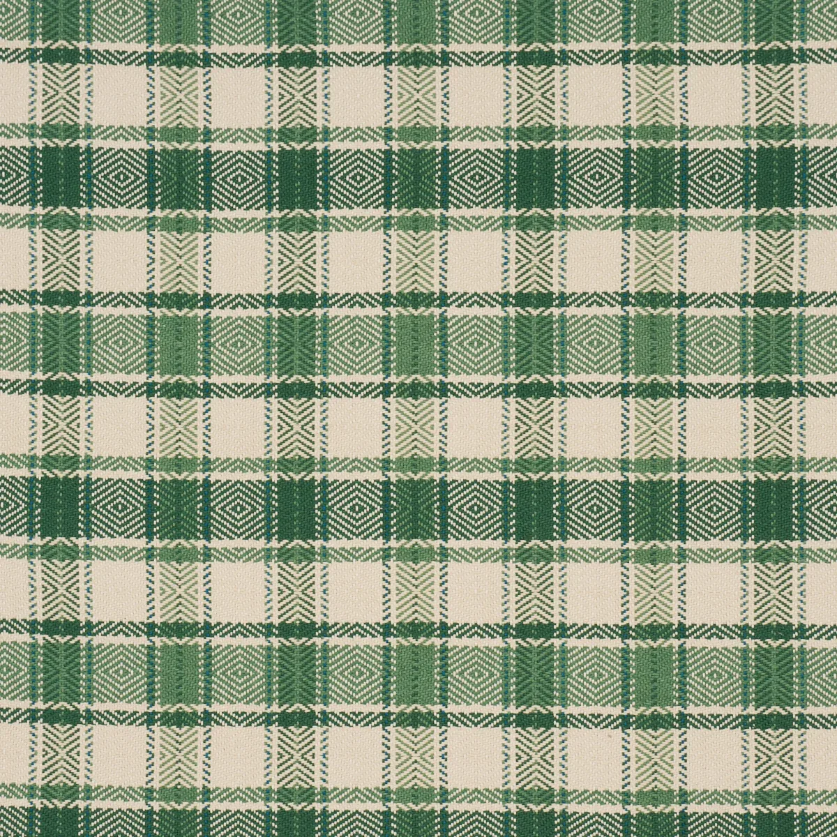 HEIDI PLAID fabric LEAF color by Schumacher
