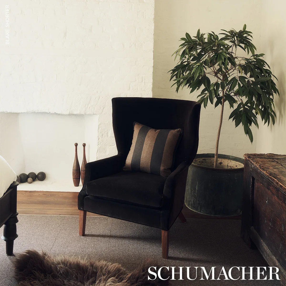 HEMLOCK STRIPE fabric JAVA color by Schumacher