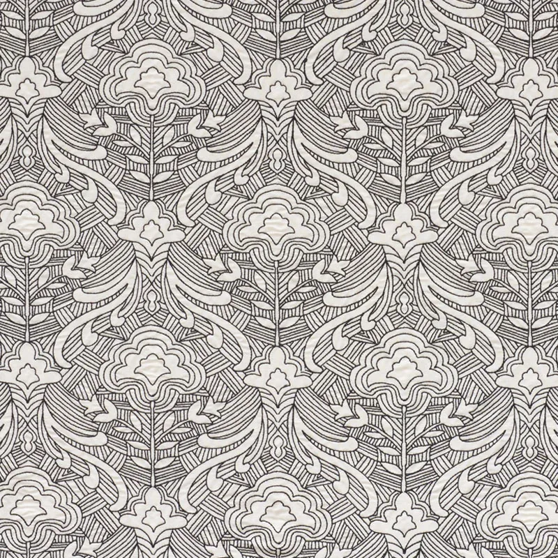 Hendrix Embroidery fabric BLACK color by Schumacher