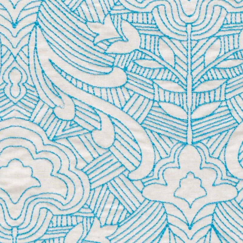 Hendrix Embroidery Fabric – BLUE | Schumacher | Wallpaper Tw Hendrix Embroidery fabric BLUE color by Schumacher