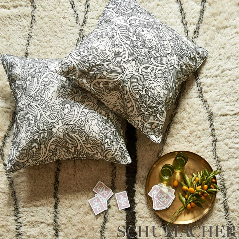 Hendrix Embroidery Fabric – BLUE | Schumacher | Wallpaper Tw Hendrix Embroidery fabric BLUE color by Schumacher