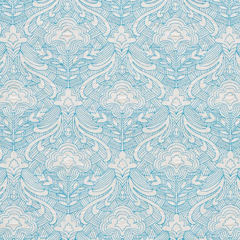 Hendrix Embroidery fabric BLUE color by Schumacher