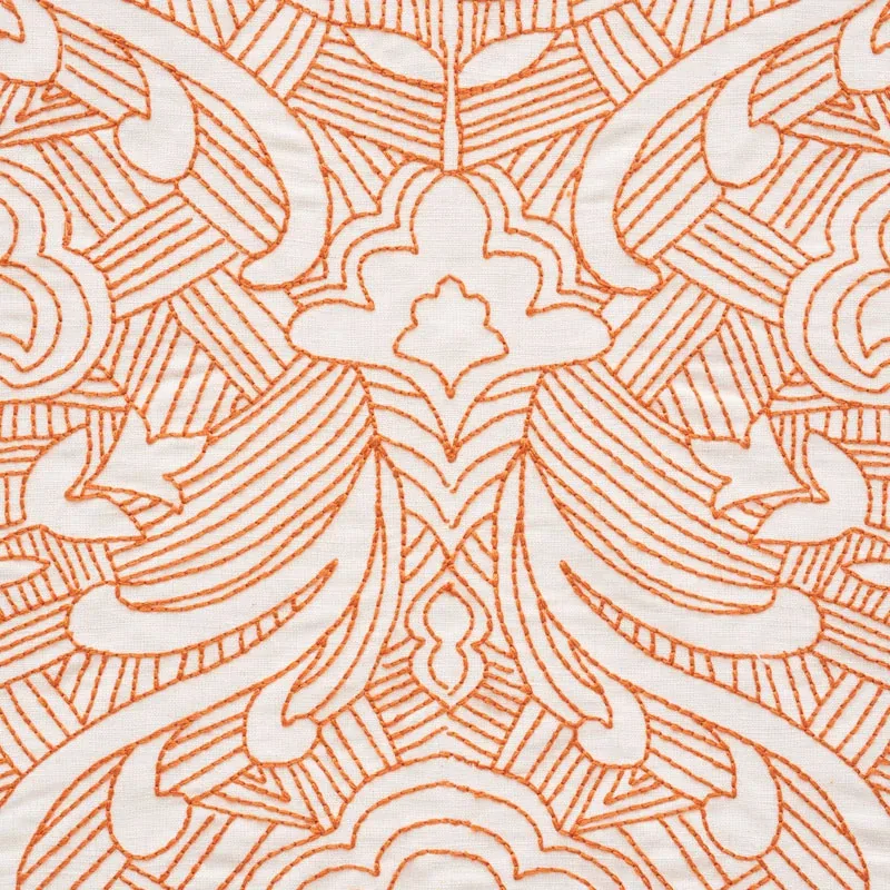 Hendrix Embroidery Fabric – ORANGE | Schumacher | Wallpaper Hendrix Embroidery fabric ORANGE color by Schumacher