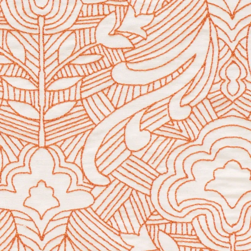 Hendrix Embroidery Fabric – ORANGE | Schumacher | Wallpaper Hendrix Embroidery fabric ORANGE color by Schumacher
