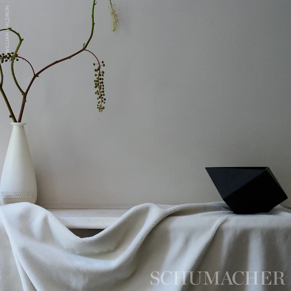 HERMINE VIRGIN WOOL Fabric – IVORY | Schumacher | Wallpaper HERMINE VIRGIN WOOL fabric IVORY color by Schumacher