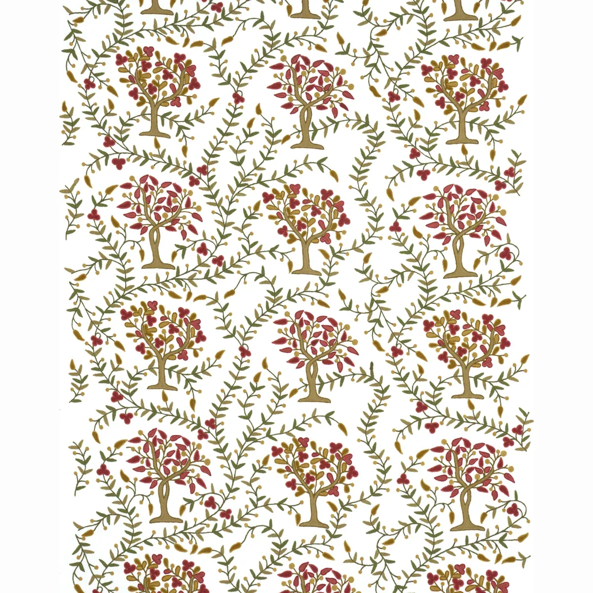Highgrove Tree Crewel fabric MULBERRY color by Schumacher