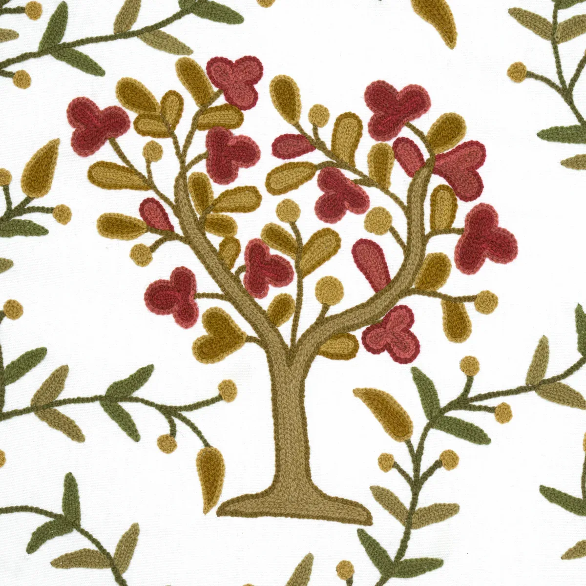 Highgrove Tree Crewel fabric MULBERRY color by Schumacher