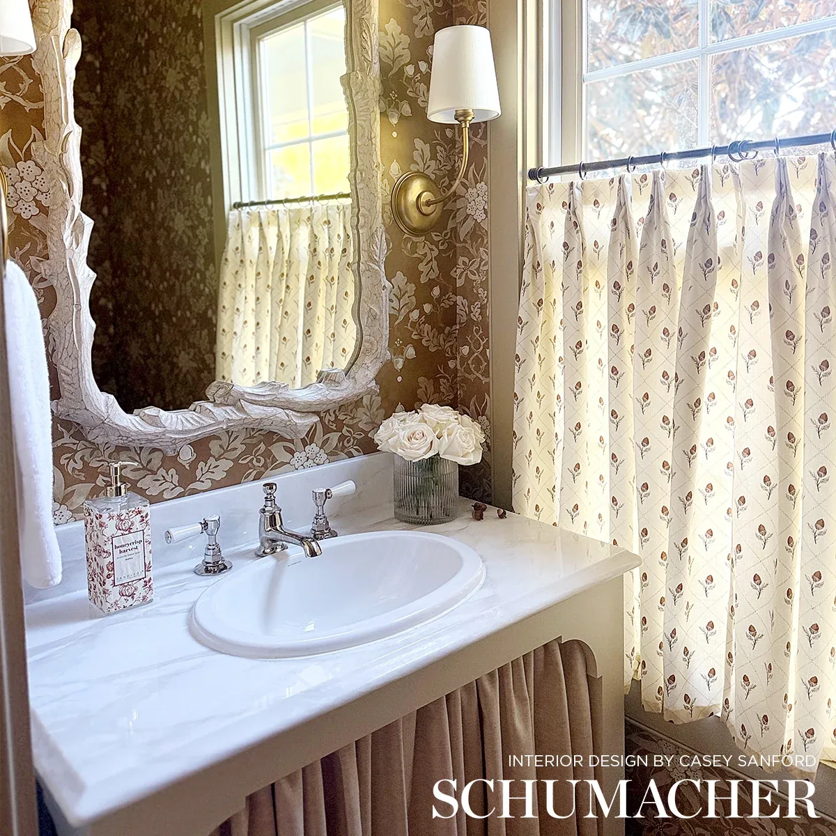HOLDEN HAND PRINT fabric CREAM color by Schumacher