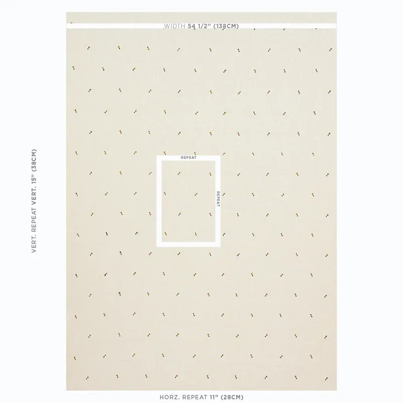 HONEY BEE EMBROIDERY fabric NATURAL color by Schumacher