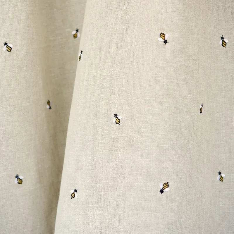 HONEY BEE EMBROIDERY fabric NATURAL color by Schumacher