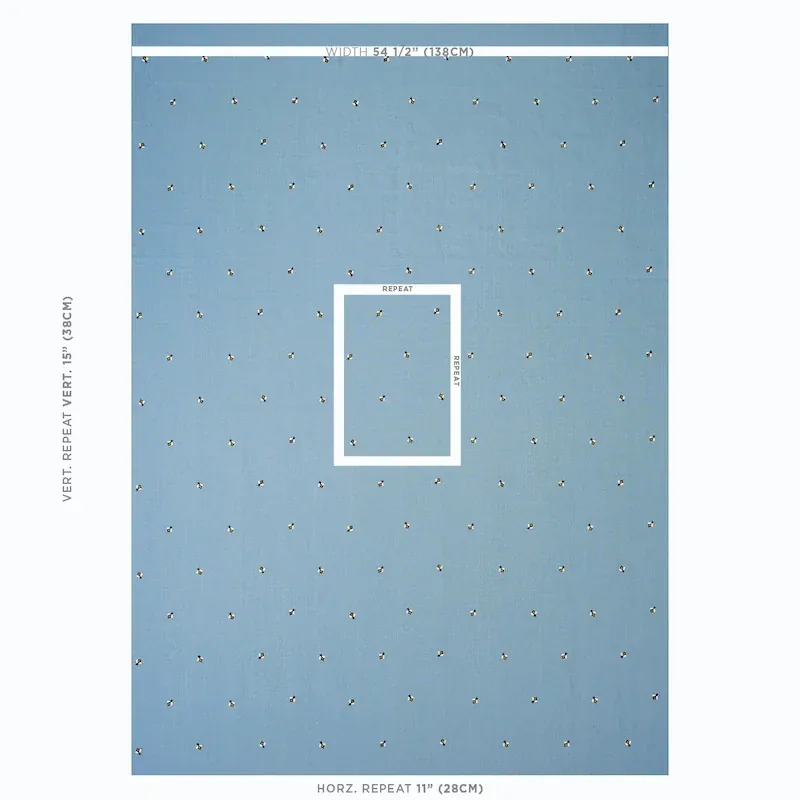 HONEY BEE EMBROIDERY Fabric – SKY | Schumacher | Wallpaper T HONEY BEE EMBROIDERY fabric SKY color by Schumacher