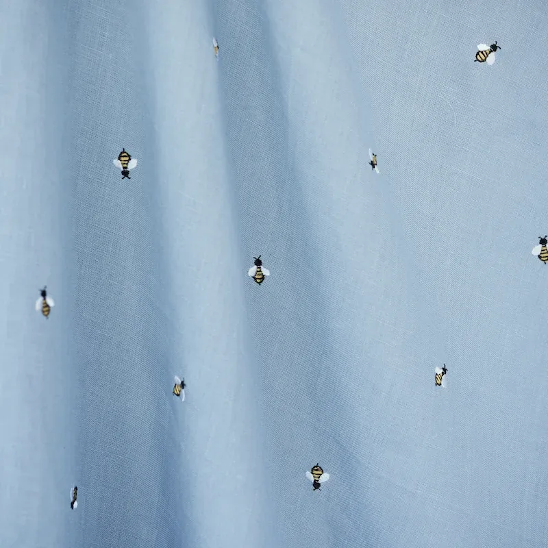 HONEY BEE EMBROIDERY Fabric – SKY | Schumacher | Wallpaper T HONEY BEE EMBROIDERY fabric SKY color by Schumacher