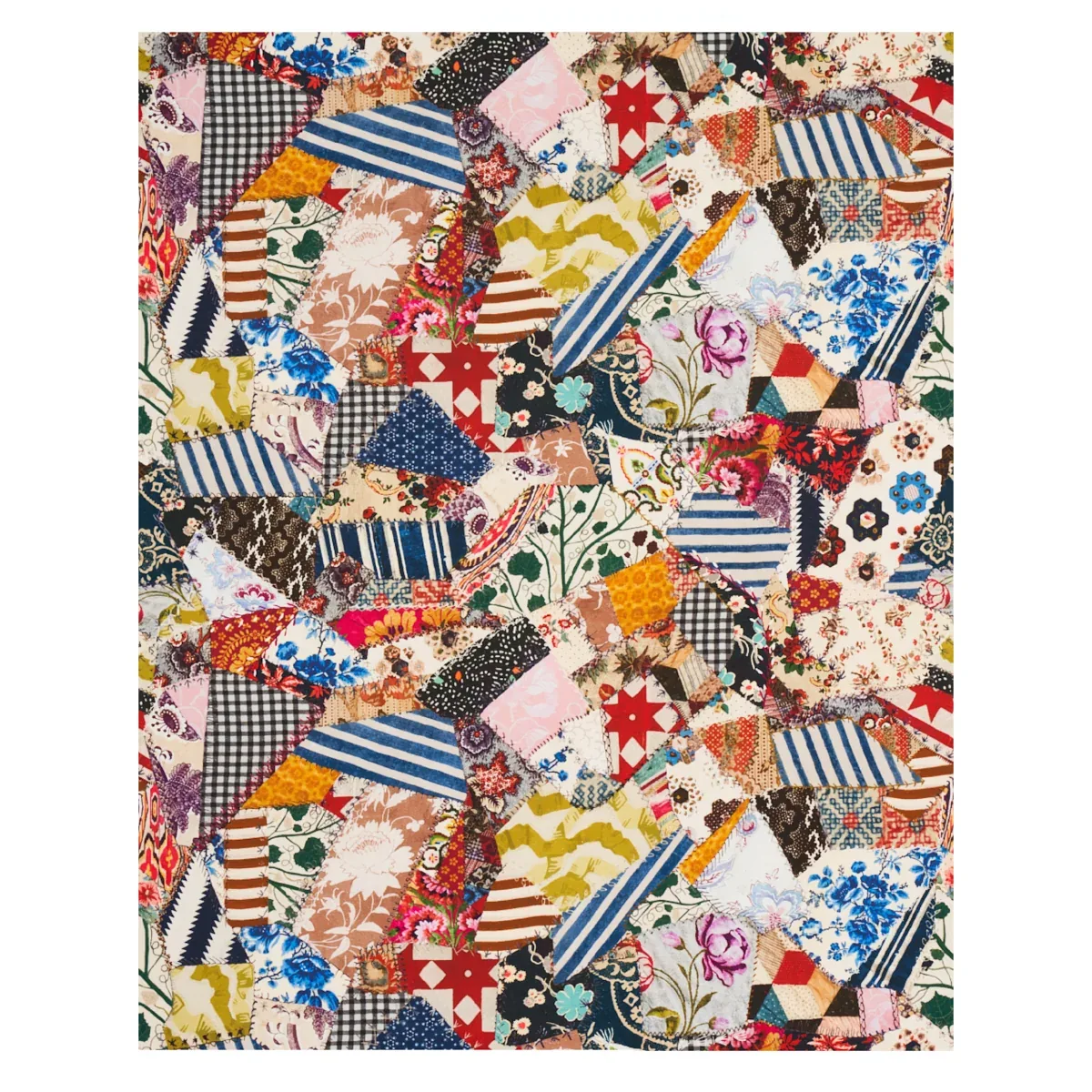 HOTCH POTCH CRAZY QUILT Fabric – DOCUMENT | Schumacher | Wal HOTCH POTCH CRAZY QUILT fabric DOCUMENT color by Schumacher
