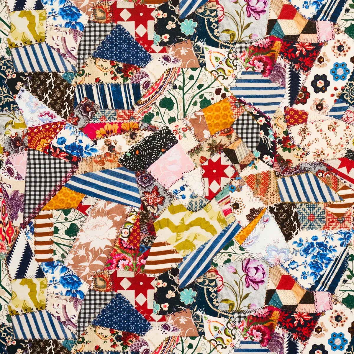 HOTCH POTCH CRAZY QUILT fabric DOCUMENT color by Schumacher