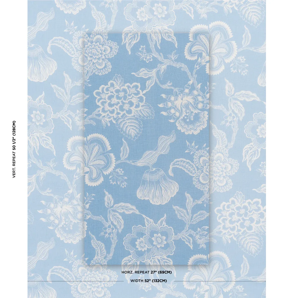 HOTHOUSE FLOWERS SILHOUETTE Fabric – BLISS BLUE | Schumacher HOTHOUSE FLOWERS SILHOUETTE fabric BLISS BLUE color by Schumacher