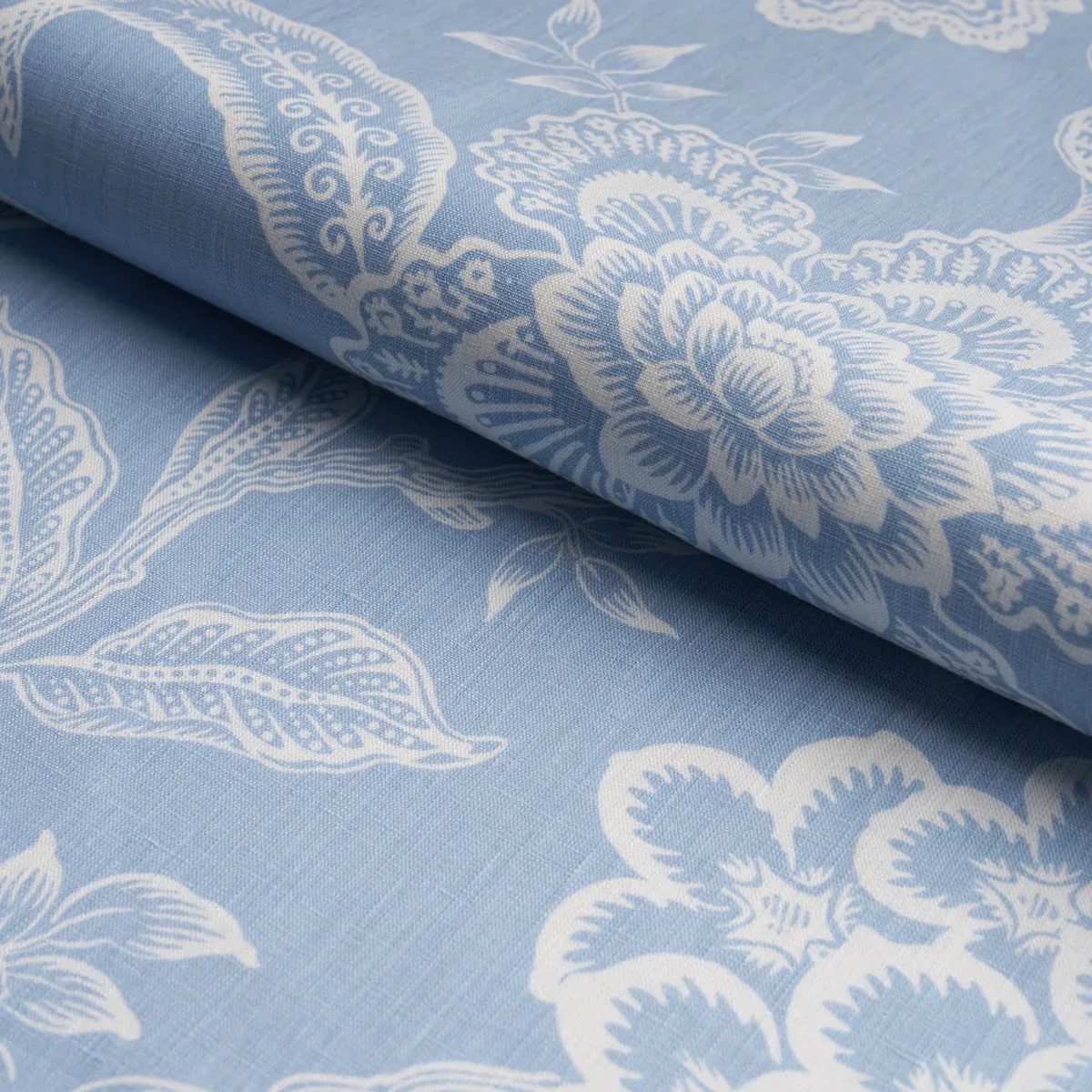 HOTHOUSE FLOWERS SILHOUETTE Fabric – BLISS BLUE | Schumacher HOTHOUSE FLOWERS SILHOUETTE fabric BLISS BLUE color by Schumacher