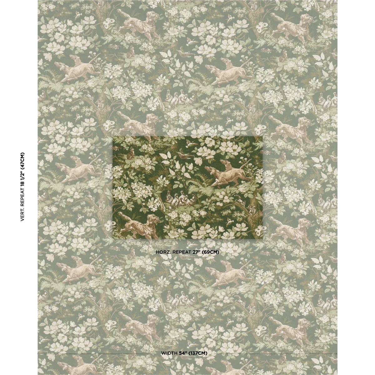 HOUND MEADOW Fabric – FOREST | Schumacher | Wallpaper Twins HOUND MEADOW fabric FOREST color by Schumacher