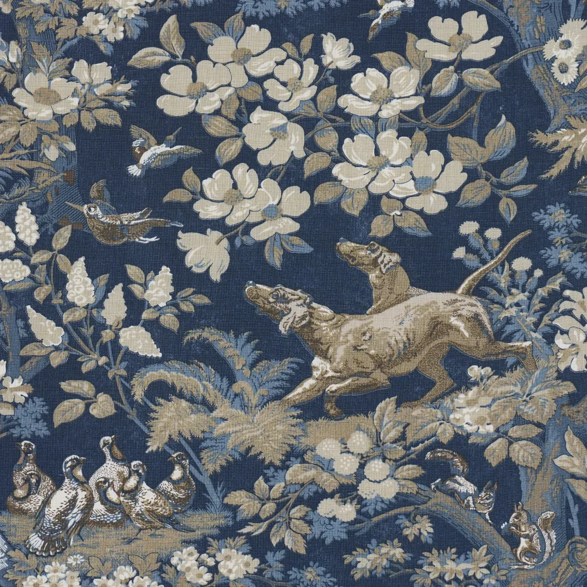 HOUND MEADOW Fabric – INDIGO | Schumacher | Wallpaper Twins HOUND MEADOW fabric INDIGO color by Schumacher