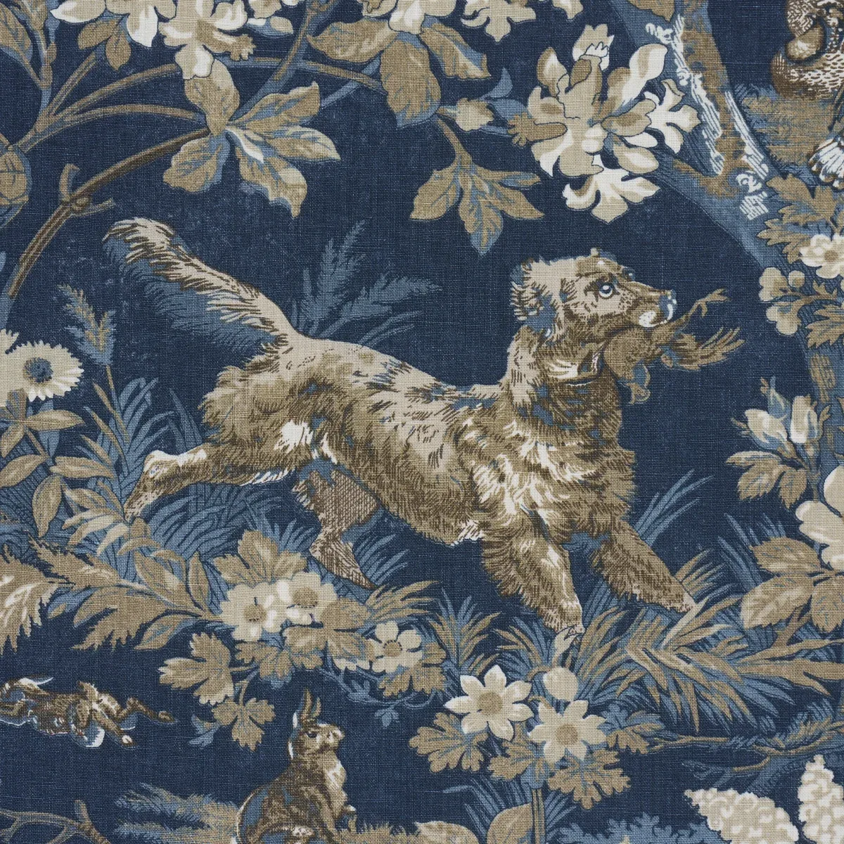 HOUND MEADOW Fabric – INDIGO | Schumacher | Wallpaper Twins HOUND MEADOW fabric INDIGO color by Schumacher