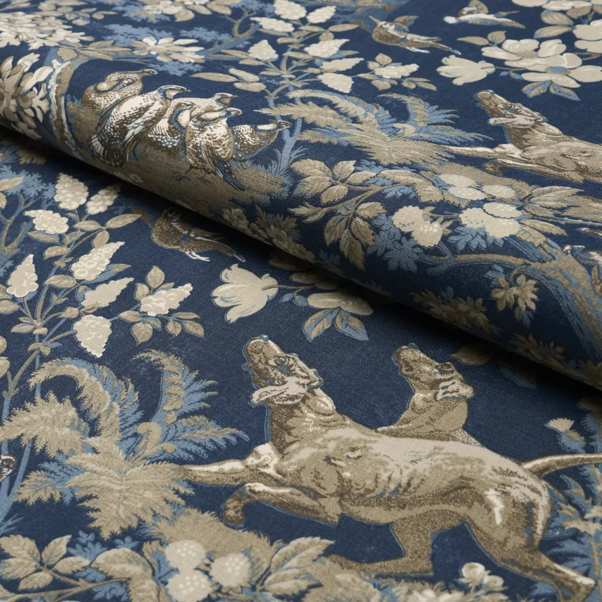 HOUND MEADOW Fabric – INDIGO | Schumacher | Wallpaper Twins HOUND MEADOW fabric INDIGO color by Schumacher