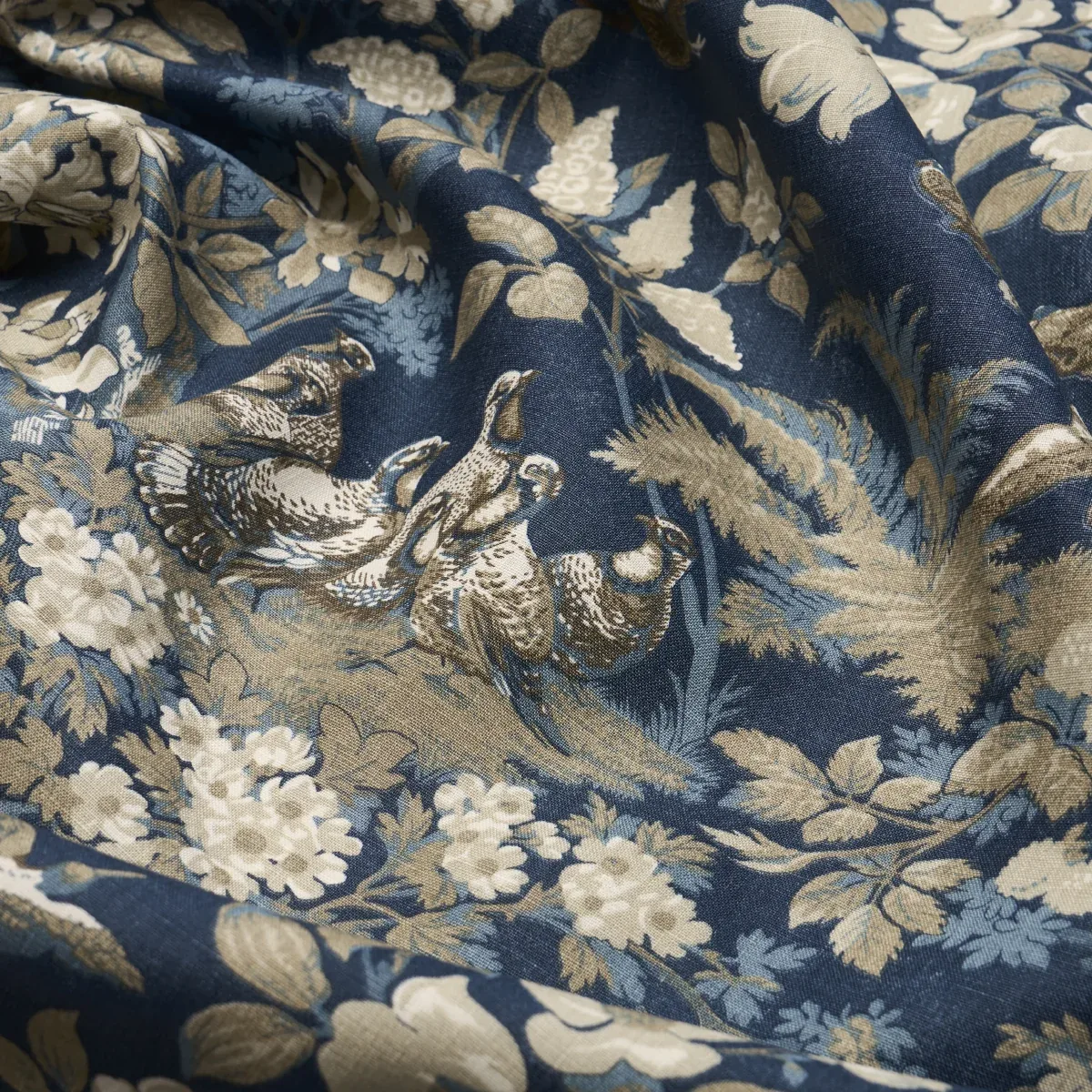 HOUND MEADOW Fabric – INDIGO | Schumacher | Wallpaper Twins HOUND MEADOW fabric INDIGO color by Schumacher