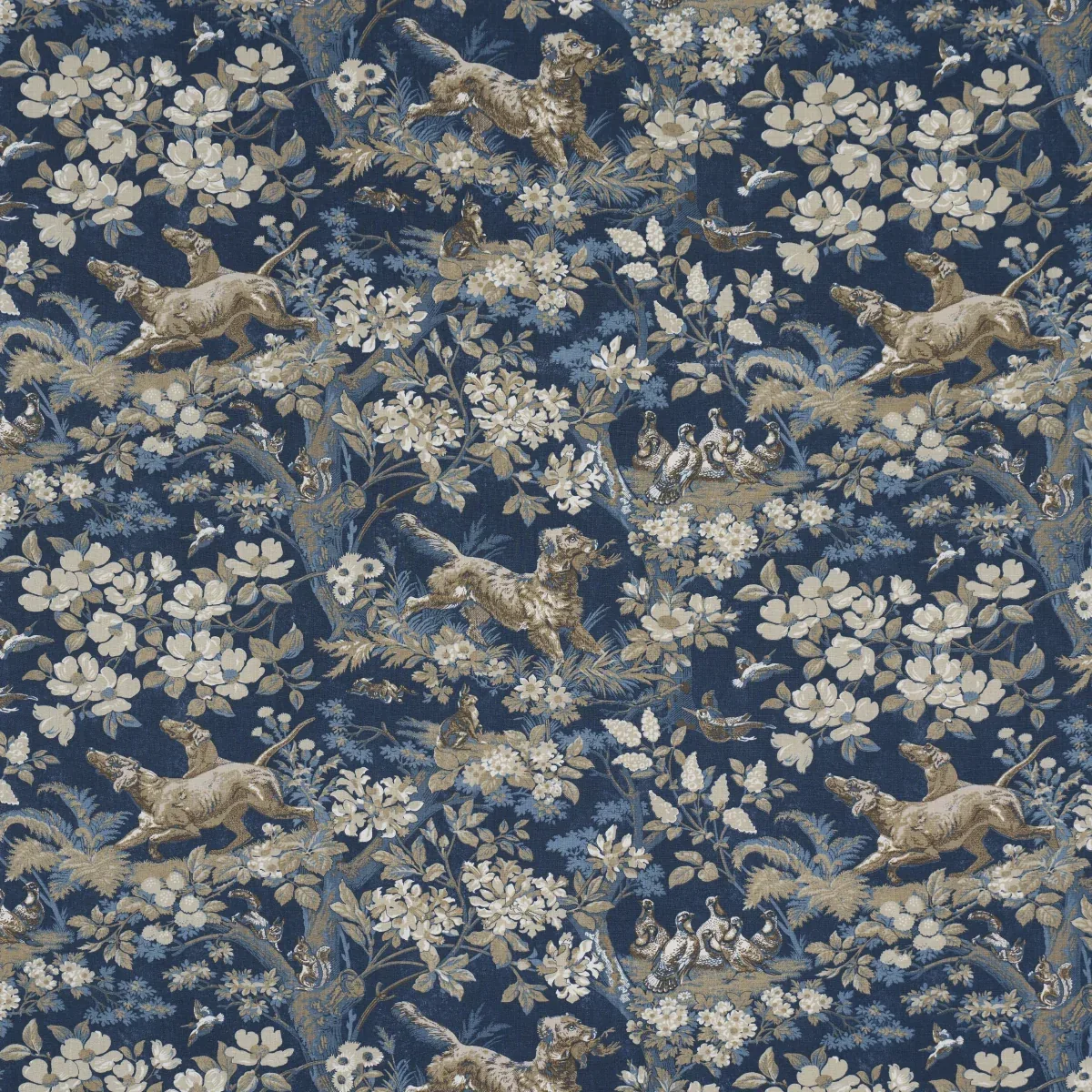 HOUND MEADOW fabric INDIGO color by Schumacher