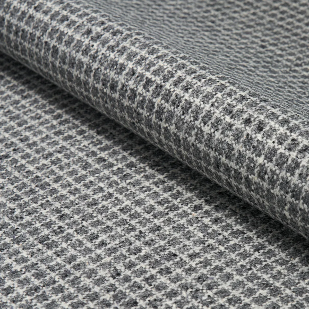 HUDSON WOOL CHECK fabric GREY color by Schumacher