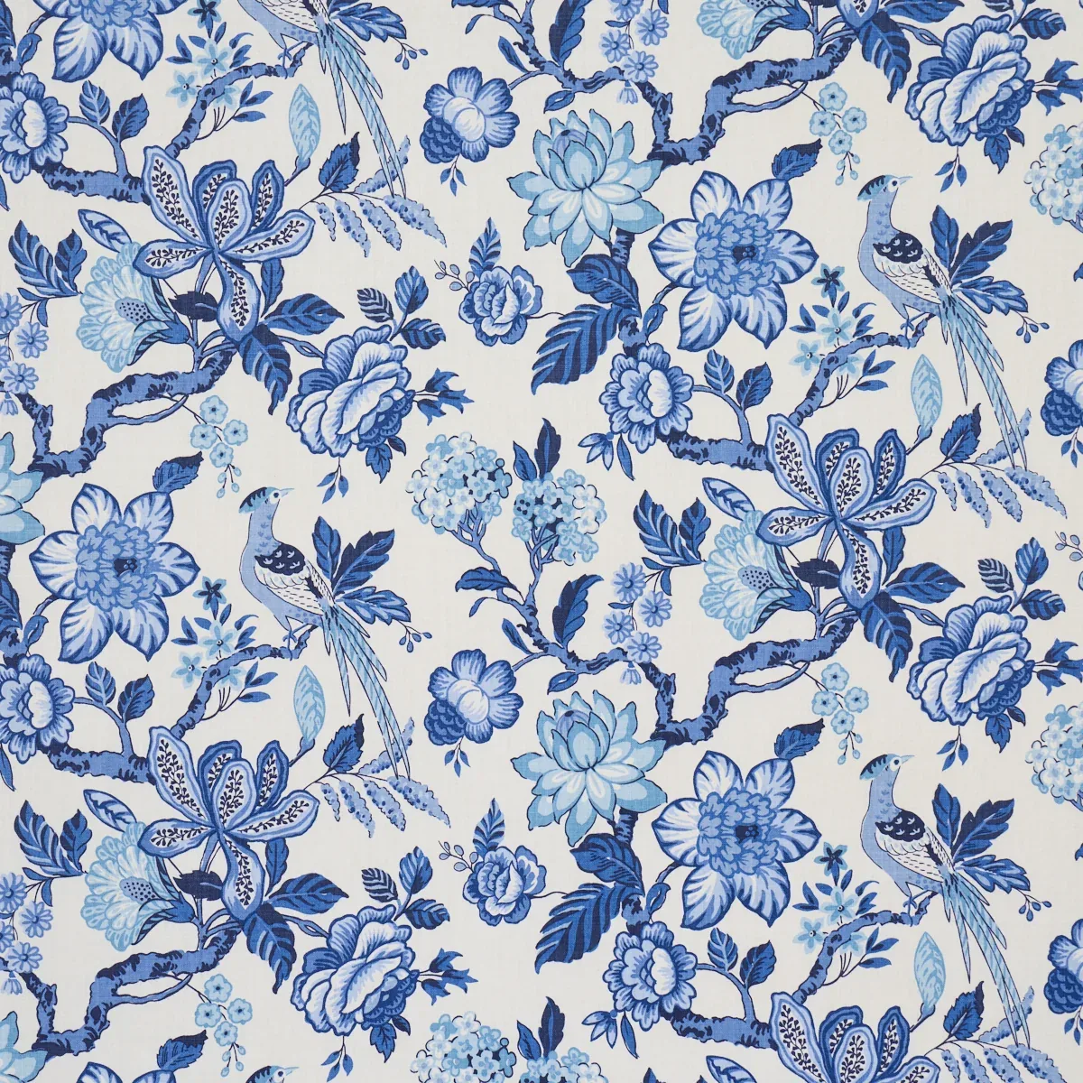 HUNTINGTON GARDENS fabric BLEU MARINE color by Schumacher