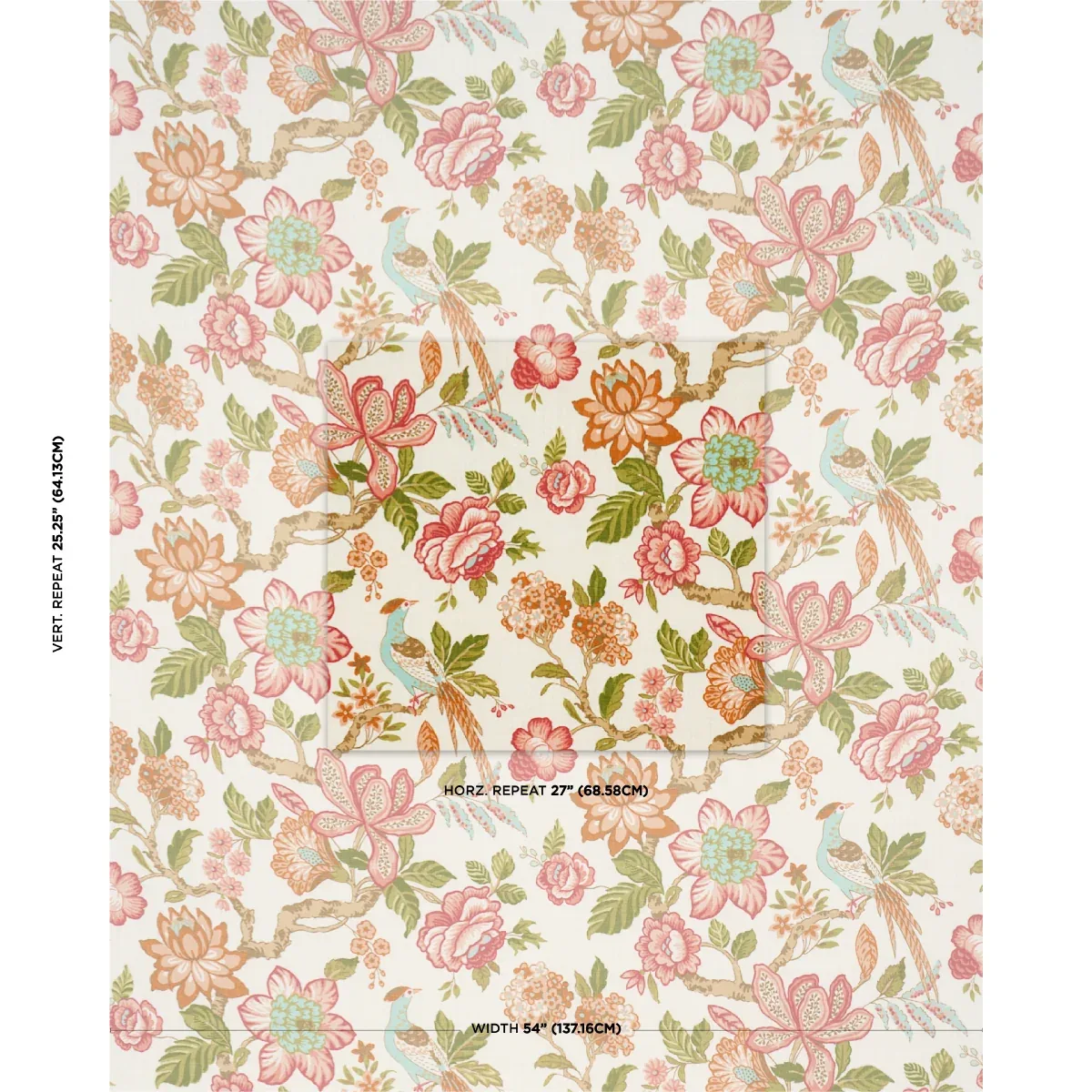 HUNTINGTON GARDENS Fabric – CORAL | Schumacher | Wallpaper T HUNTINGTON GARDENS fabric CORAL color by Schumacher