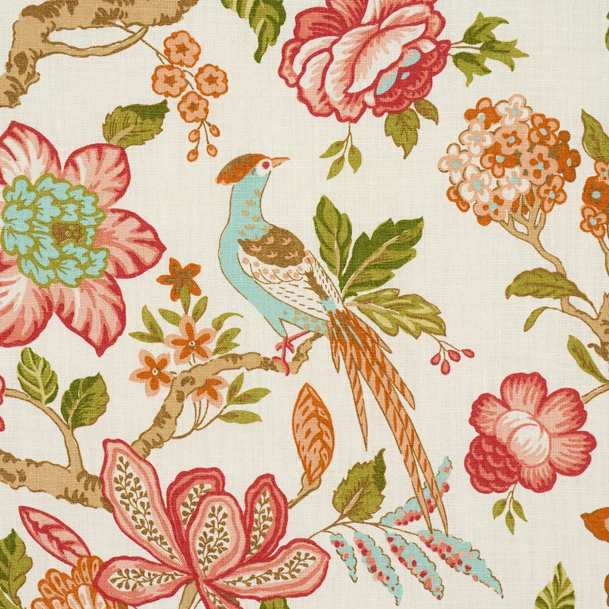 HUNTINGTON GARDENS Fabric – CORAL | Schumacher | Wallpaper T HUNTINGTON GARDENS fabric CORAL color by Schumacher