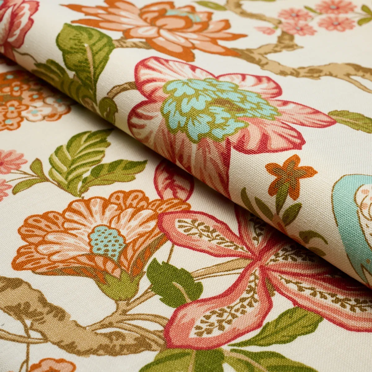 HUNTINGTON GARDENS Fabric – CORAL | Schumacher | Wallpaper T HUNTINGTON GARDENS fabric CORAL color by Schumacher