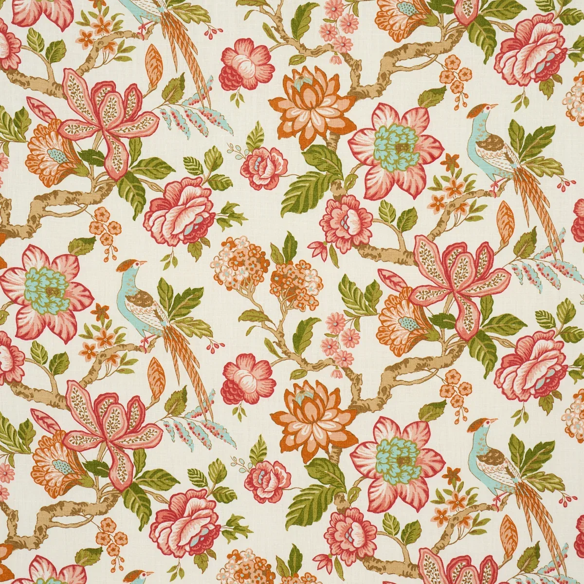 HUNTINGTON GARDENS fabric CORAL color by Schumacher
